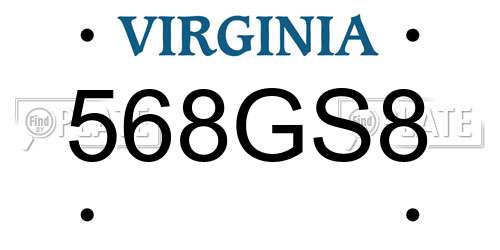 568GS8 Virginia License Plate