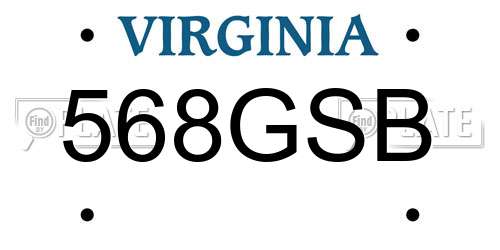568GSB Virginia License Plate