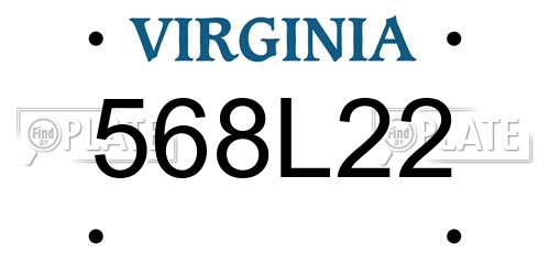 568L22 Virginia License Plate