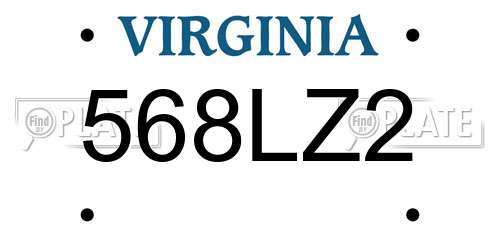 568LZ2 Virginia License Plate
