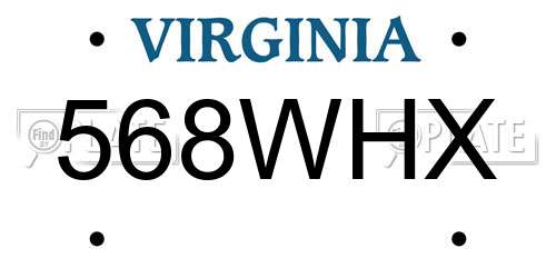 568WHX Virginia License Plate