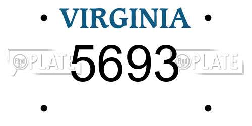 5693 Virginia License Plate