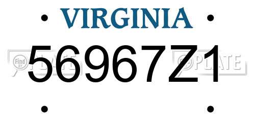 56967Z1 Virginia License Plate