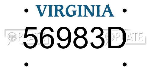 56983D Virginia License Plate