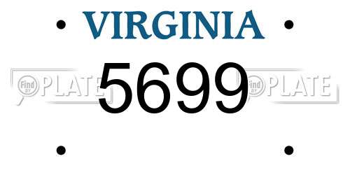 5699 Virginia License Plate