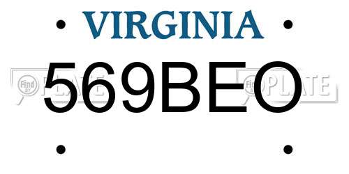 569BEO Virginia License Plate