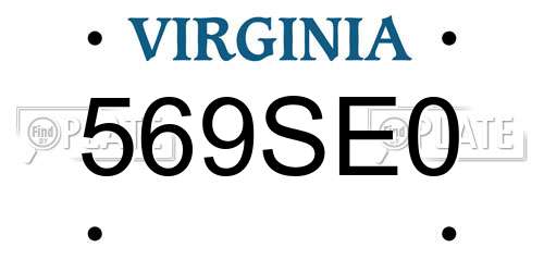 569SE0 Virginia License Plate