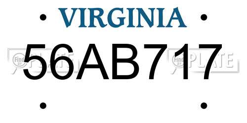 56AB717 Virginia License Plate