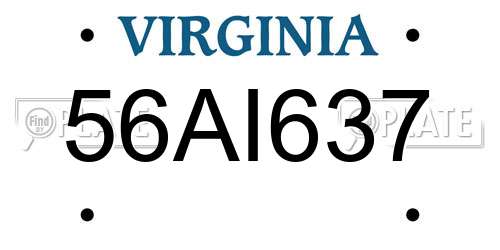 56AI637 Virginia License Plate