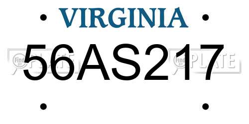 56AS217 Virginia License Plate
