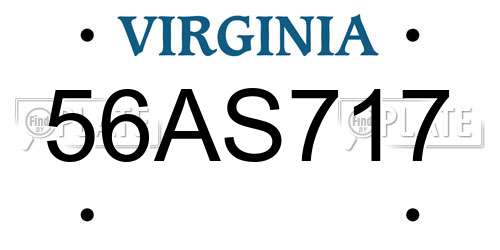 56AS717 Virginia License Plate