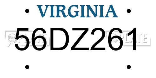 56DZ261 Virginia License Plate