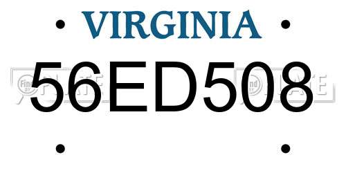 56ED508 Virginia License Plate