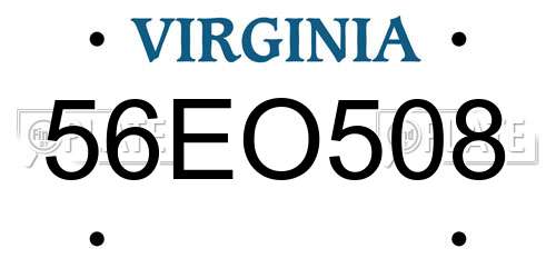 56EO508 Virginia License Plate