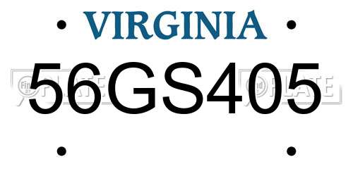56GS405 Virginia License Plate