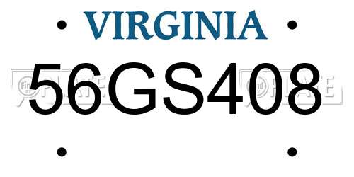 56GS408 Virginia License Plate