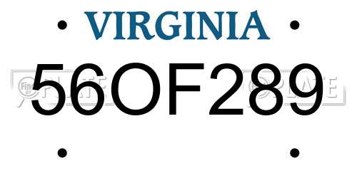 56OF289 Virginia License Plate