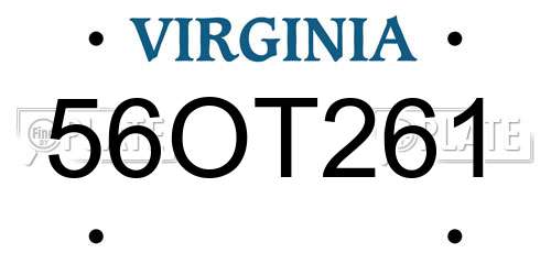 56OT261 Virginia License Plate
