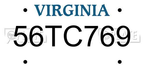 56TC769 Virginia License Plate