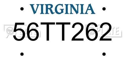 56TT262 Virginia License Plate