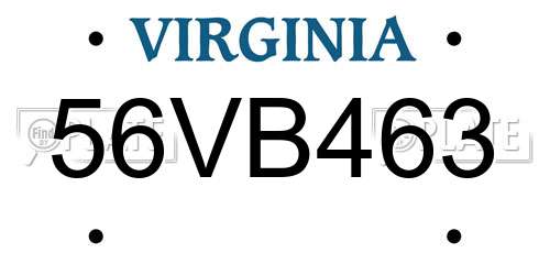 56VB463 Virginia License Plate