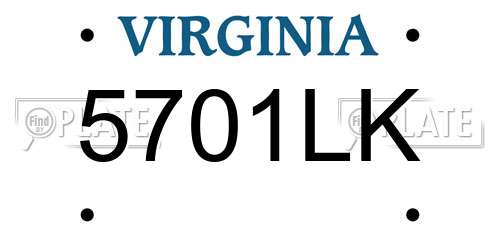 5701LK Virginia License Plate