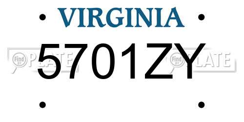 5701ZY Virginia License Plate