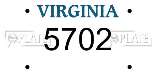 5702 Virginia License Plate