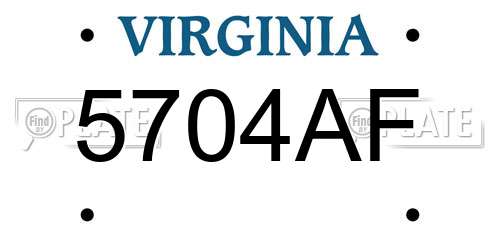 5704AF Virginia License Plate