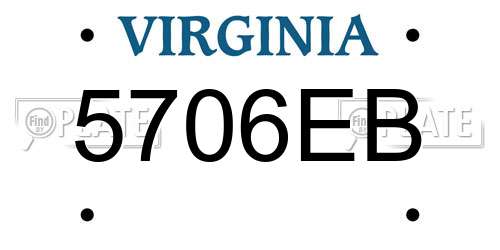 5706EB Virginia License Plate