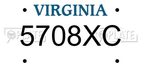 5708XC Virginia License Plate