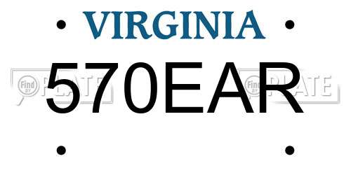 570EAR Virginia License Plate