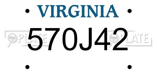 570J42 Virginia License Plate
