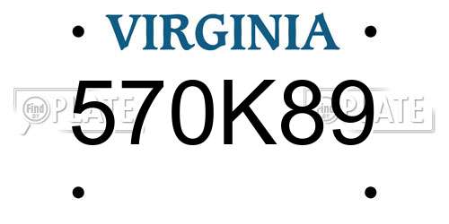 570K89 Virginia License Plate