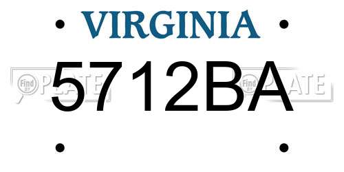 5712BA Virginia License Plate
