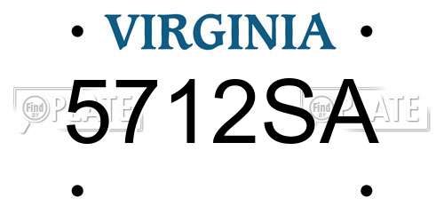 5712SA Virginia License Plate