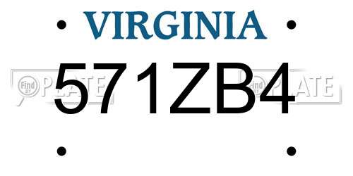 571ZB4 Virginia License Plate