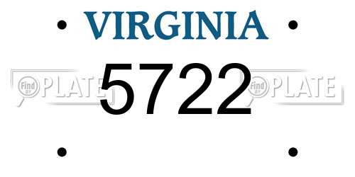 5722 Virginia License Plate