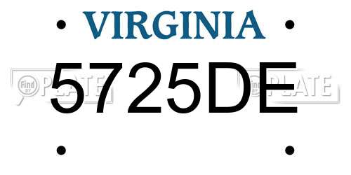 5725DE Virginia License Plate