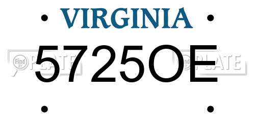 5725OE Virginia License Plate
