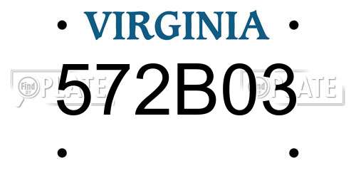 572B03 Virginia License Plate