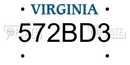 572BD3 Virginia License Plate