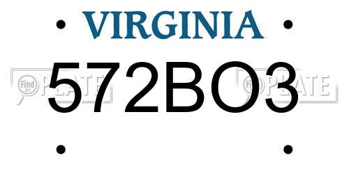 572BO3 Virginia License Plate