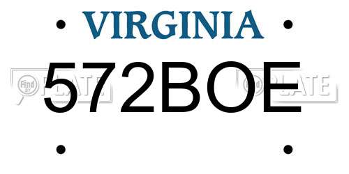 572BOE Virginia License Plate