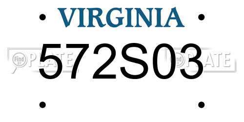 572S03 Virginia License Plate