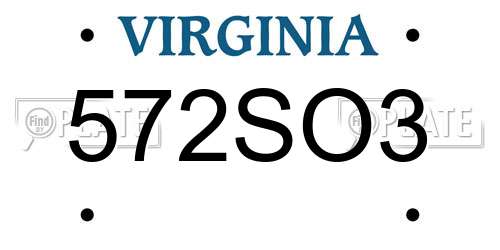 572SO3 Virginia License Plate