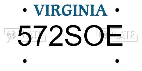 572SOE Virginia License Plate