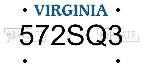 572SQ3 Virginia License Plate