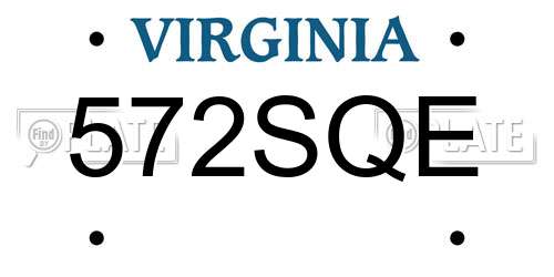572SQE Virginia License Plate