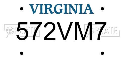 572VM7 Virginia License Plate
